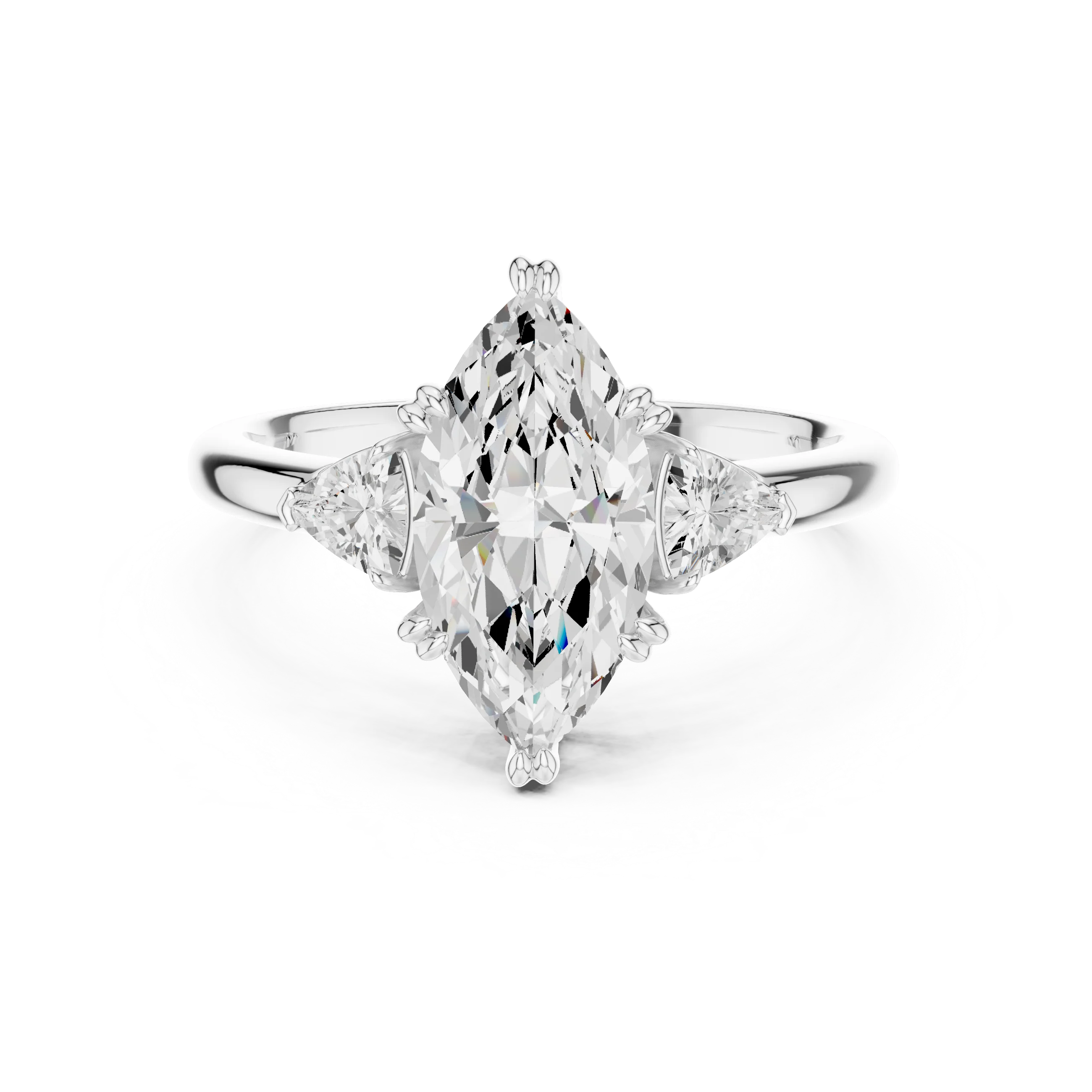 Trillion Side Diamond Marquise Shape Engagement Ring