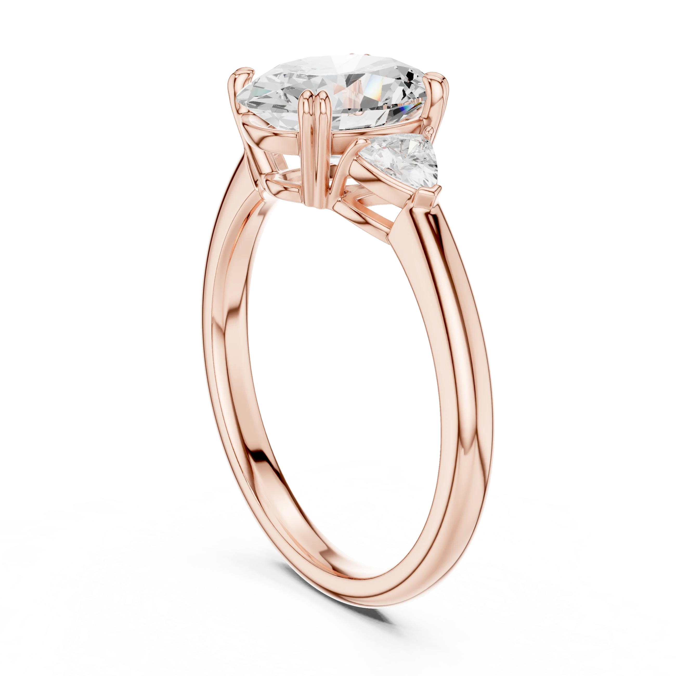Trillion Side Diamond Oval Shape Engagement Ring