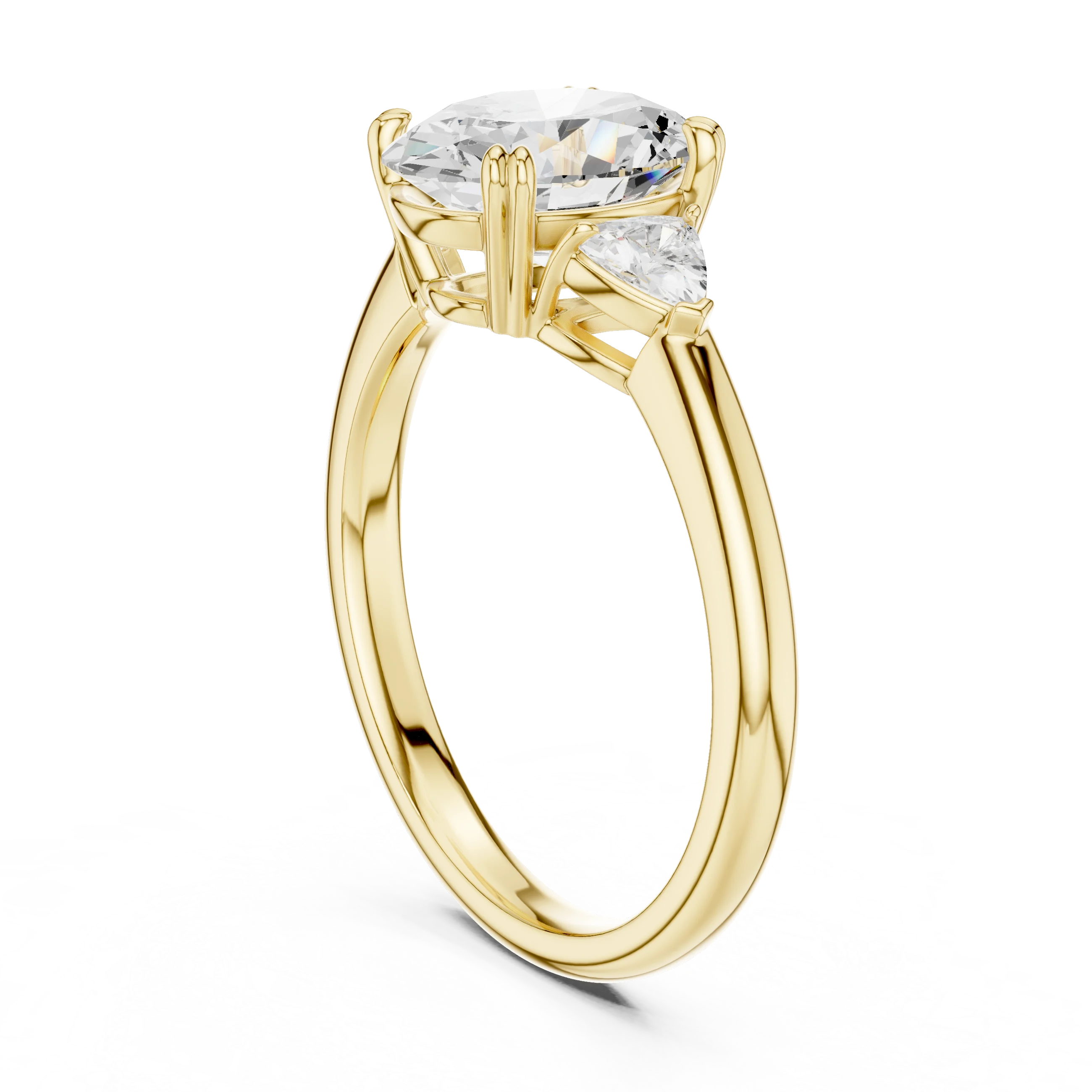 Trillion Side Diamond Oval Shape Engagement Ring