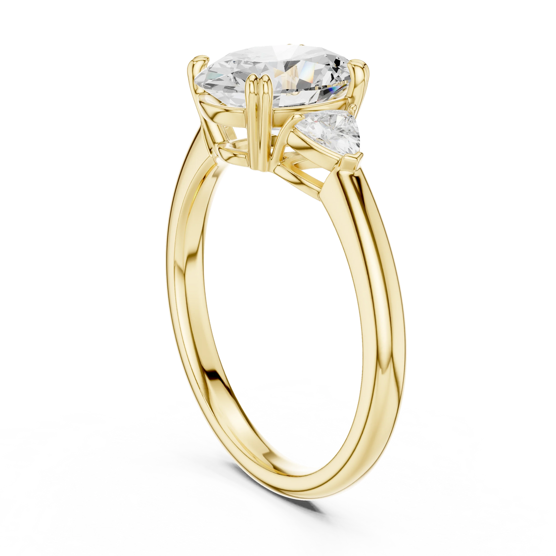 Trillion Side Diamond Oval Shape Engagement Ring