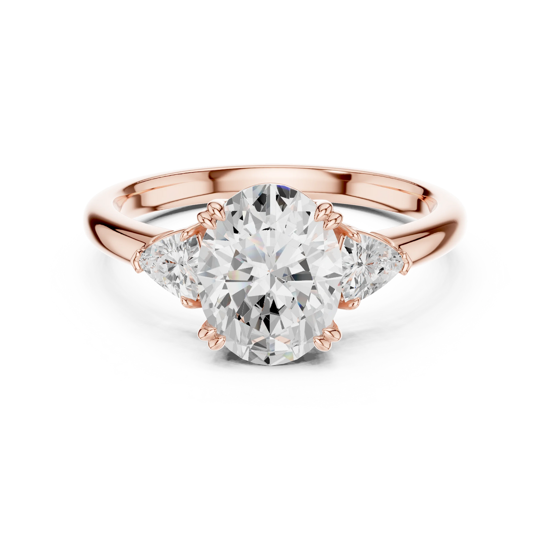 Trillion Side Diamond Oval Shape Engagement Ring