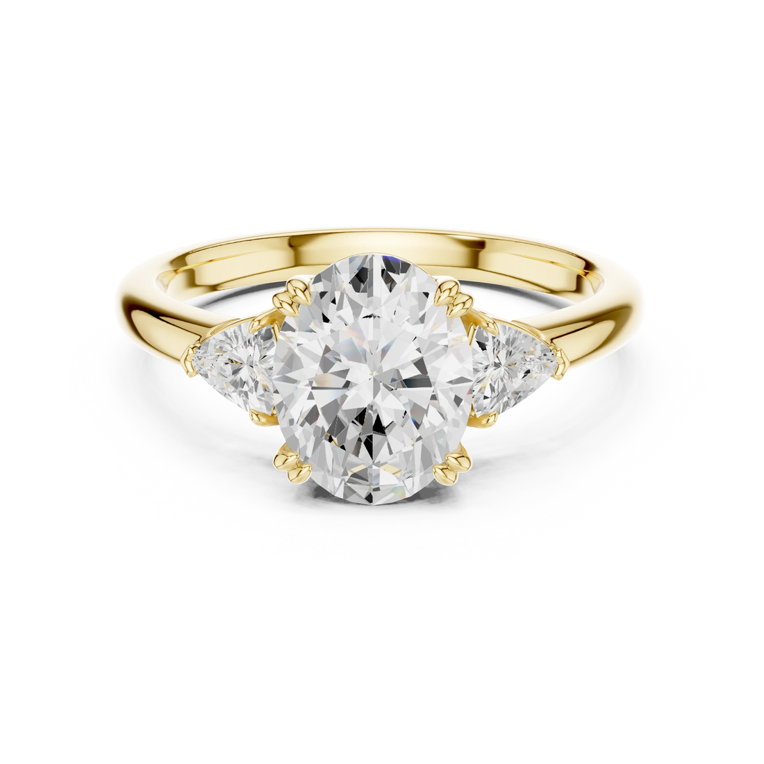 Trillion Side Diamond Oval Shape Engagement Ring