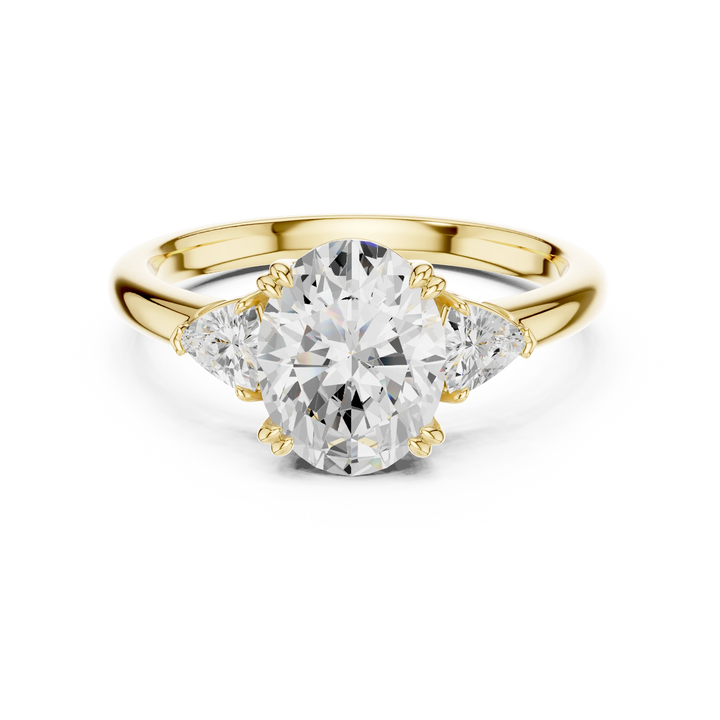 Trillion Side Diamond Oval Shape Engagement Ring