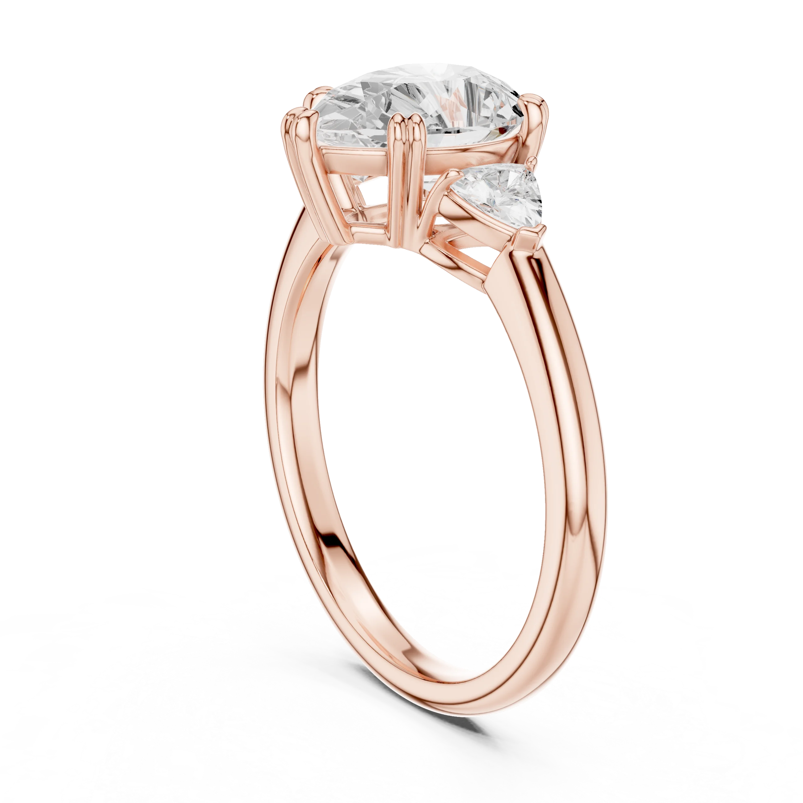 Trillion Side Diamond Pear Shape Engagement Ring