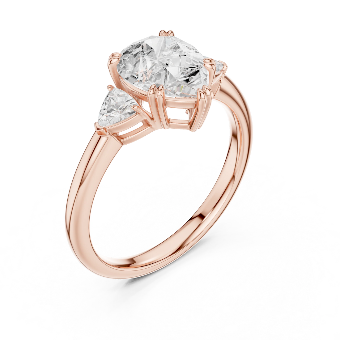 Trillion Side Diamond Pear Shape Engagement Ring