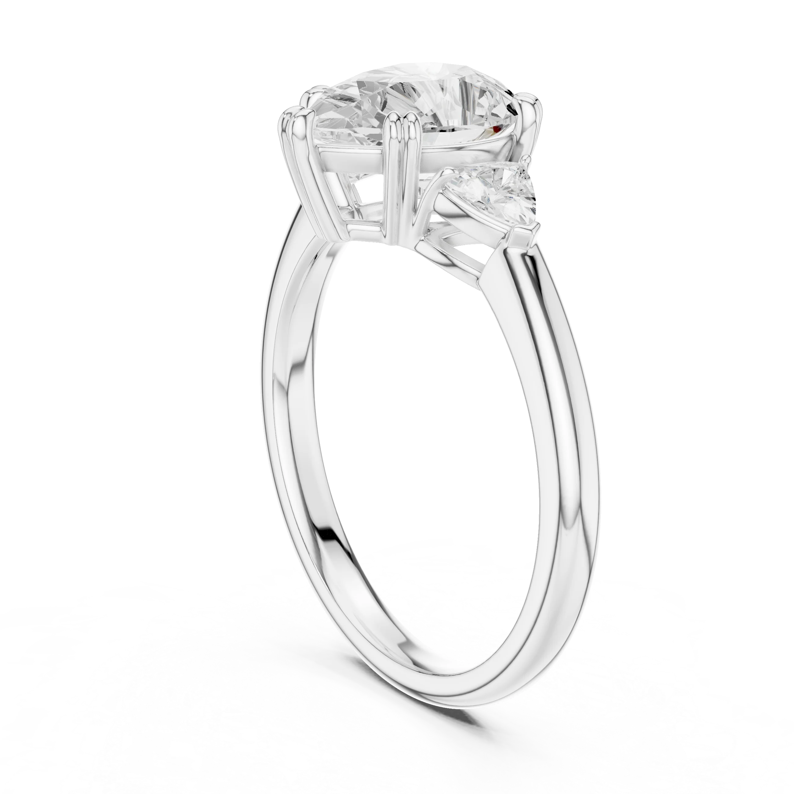 Trillion Side Diamond Pear Shape Engagement Ring