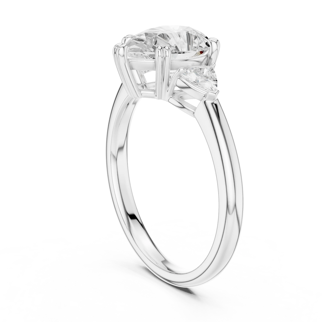 Trillion Side Diamond Pear Shape Engagement Ring
