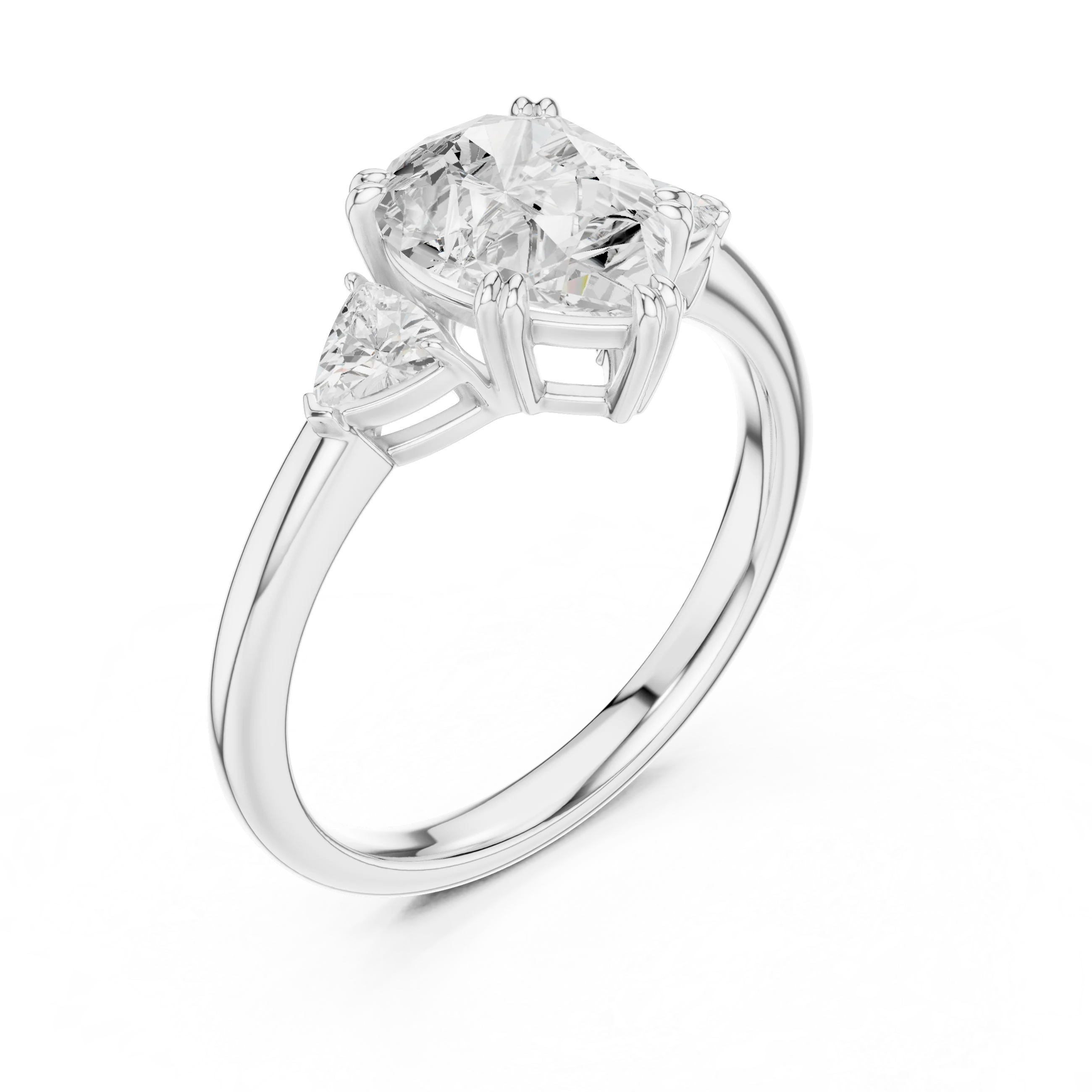 Trillion Side Diamond Pear Shape Engagement Ring