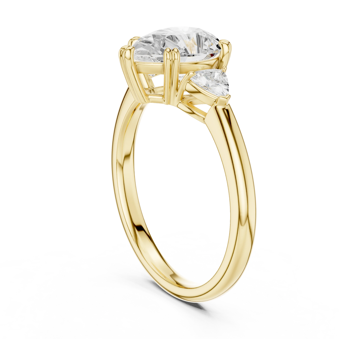 Trillion Side Diamond Pear Shape Engagement Ring