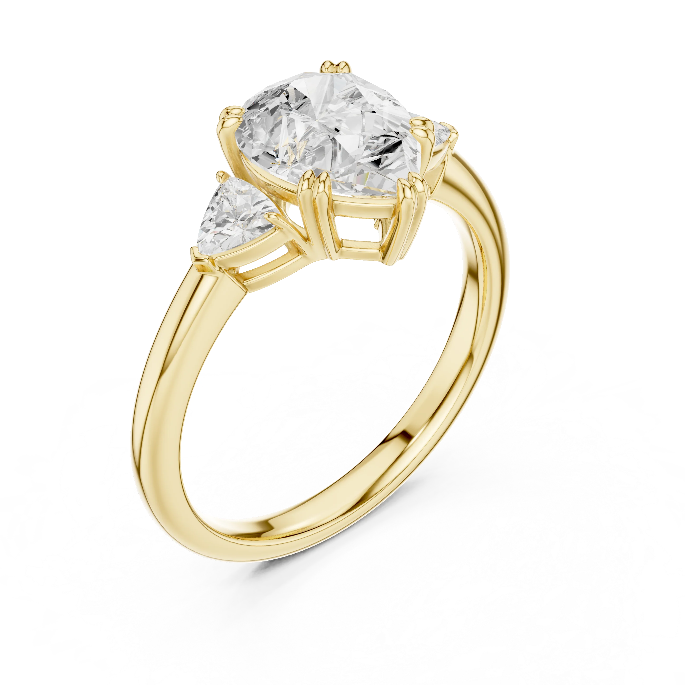 Trillion Side Diamond Pear Shape Engagement Ring