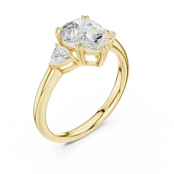 Trillion Side Diamond Pear Shape Engagement Ring