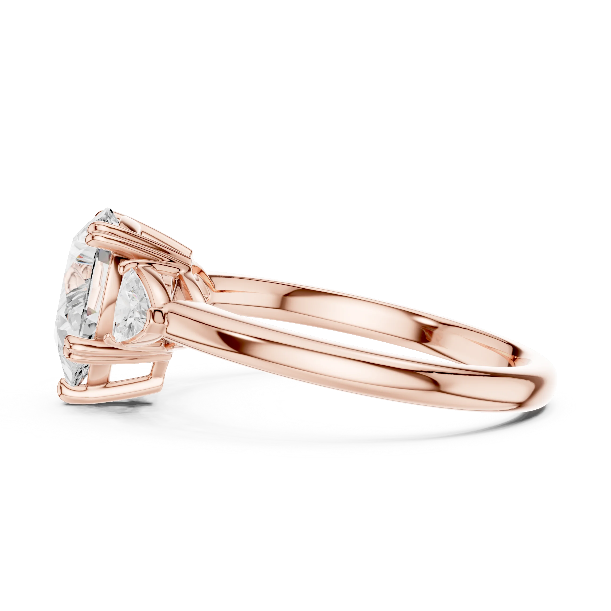Trillion Side Diamond Pear Shape Engagement Ring