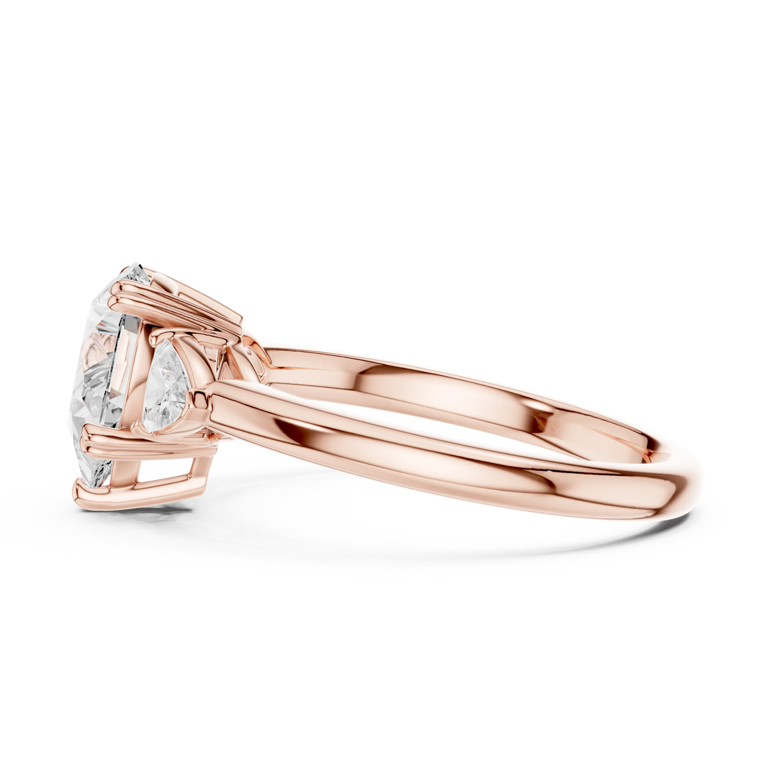 Trillion Side Diamond Pear Shape Engagement Ring