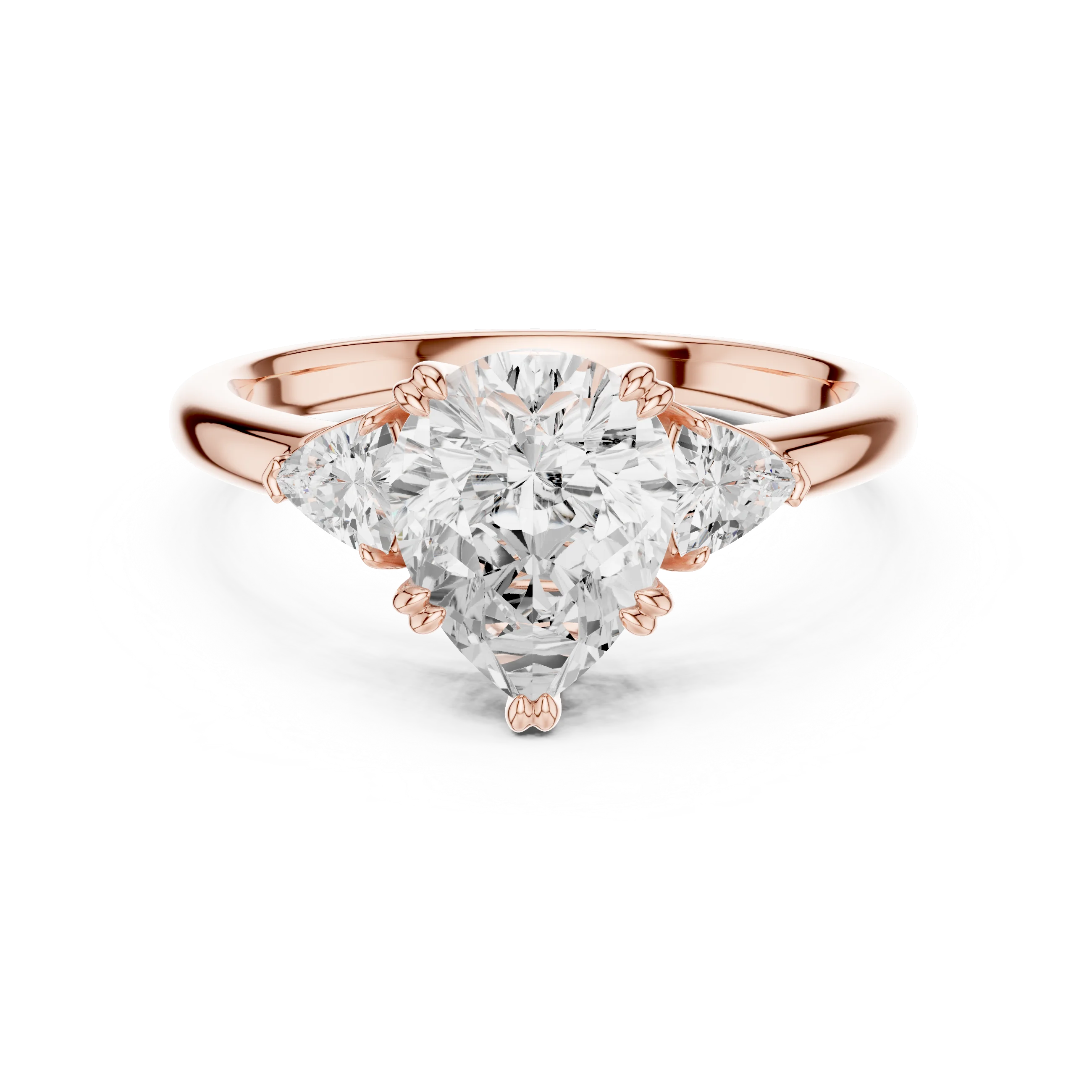 Trillion Side Diamond Pear Shape Engagement Ring