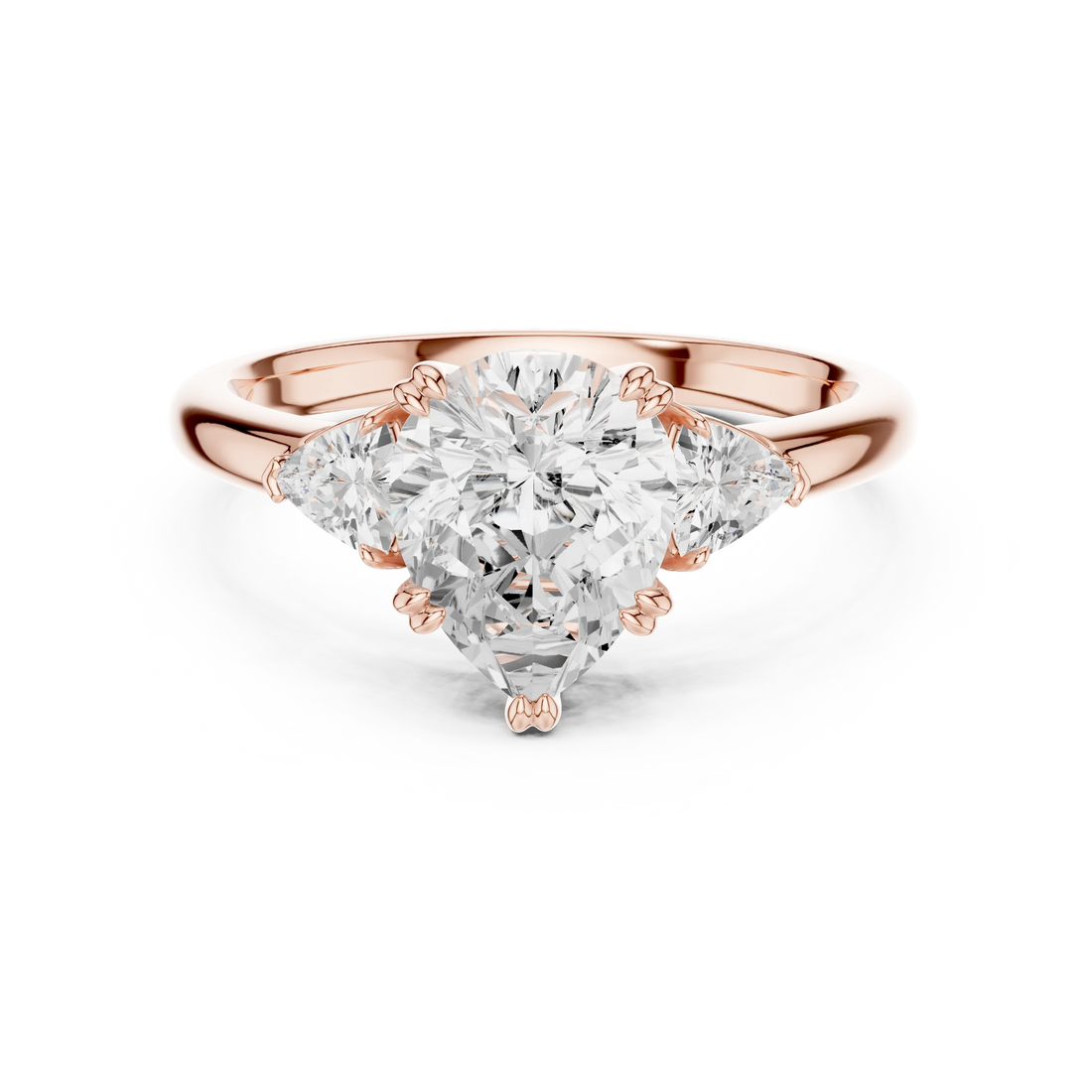 Trillion Side Diamond Pear Shape Engagement Ring