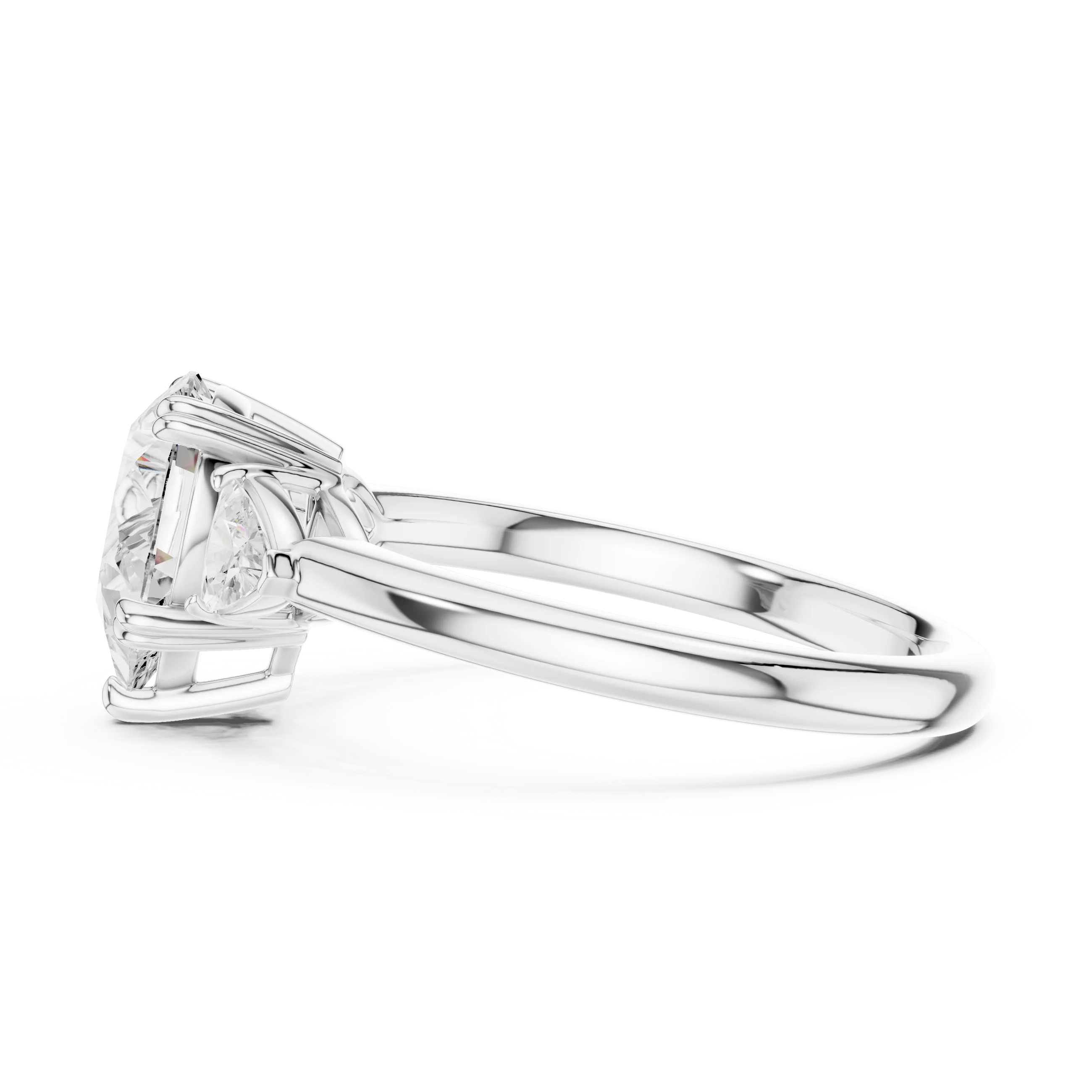 Trillion Side Diamond Pear Shape Engagement Ring