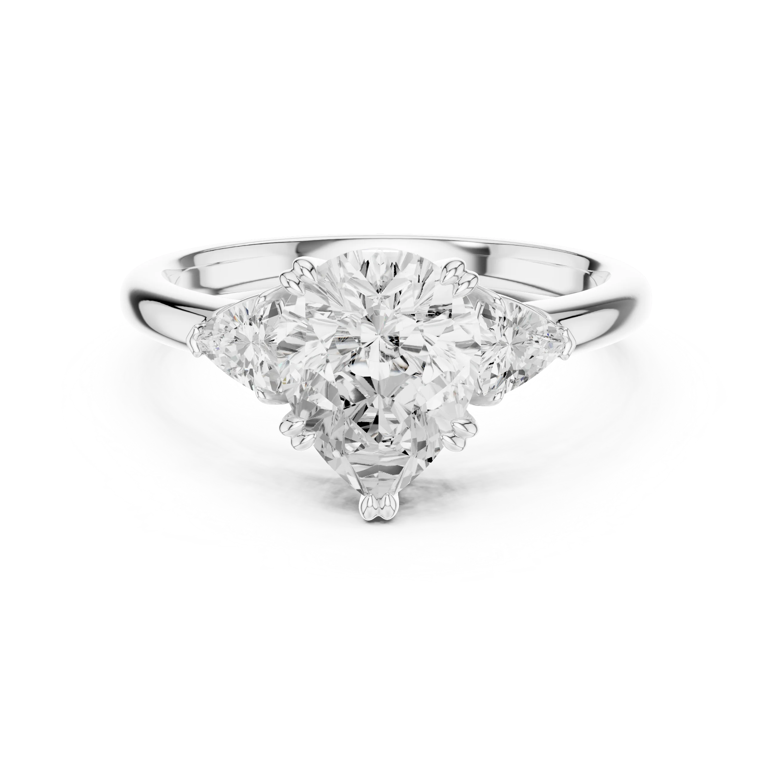 Trillion Side Diamond Pear Shape Engagement Ring