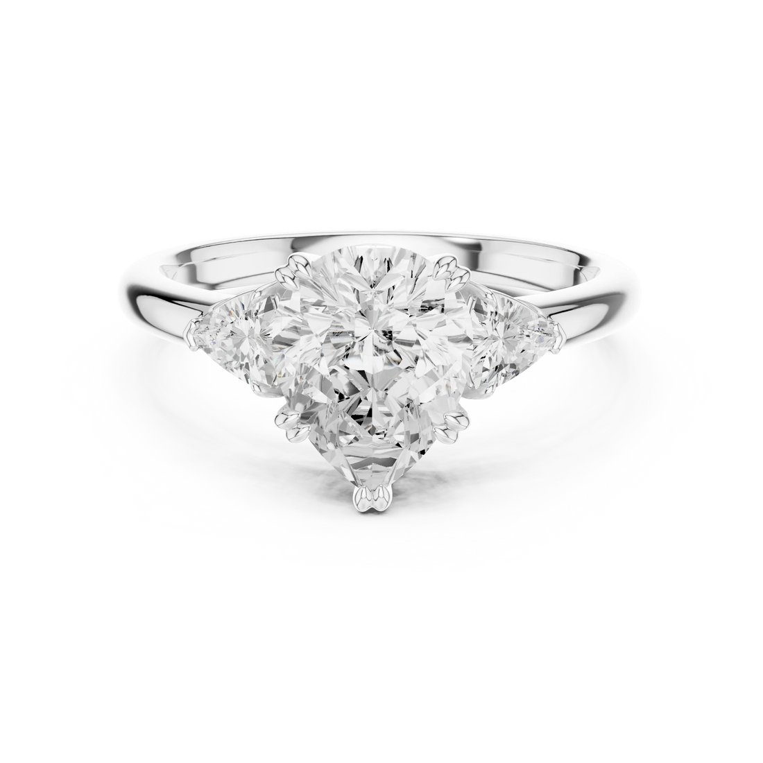 Trillion Side Diamond Pear Shape Engagement Ring