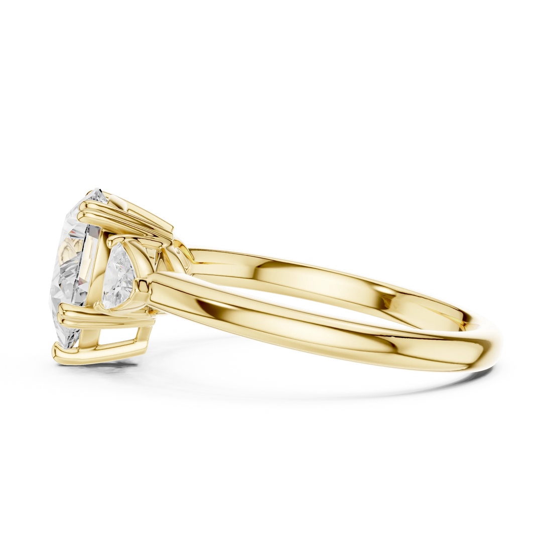 Trillion Side Diamond Pear Shape Engagement Ring