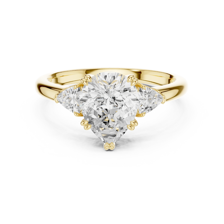 Trillion Side Diamond Pear Shape Engagement Ring