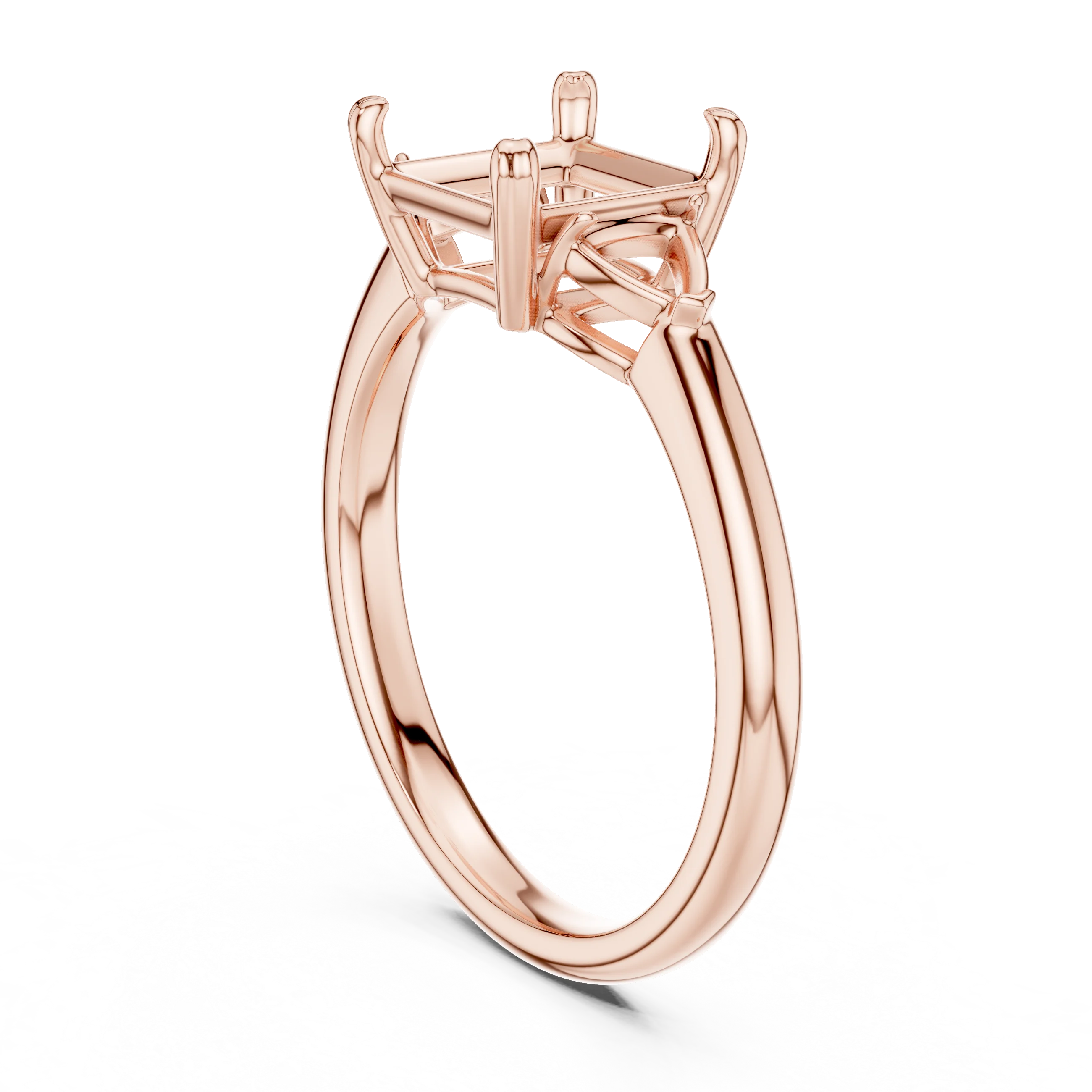 Trillion Side Diamond Princess Shape Engagement Ring