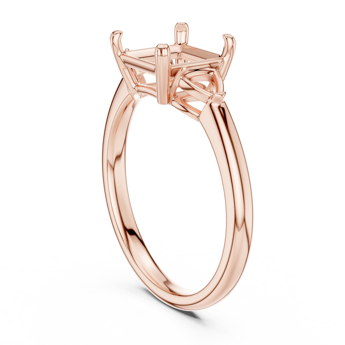 Trillion Side Diamond Princess Shape Engagement Ring