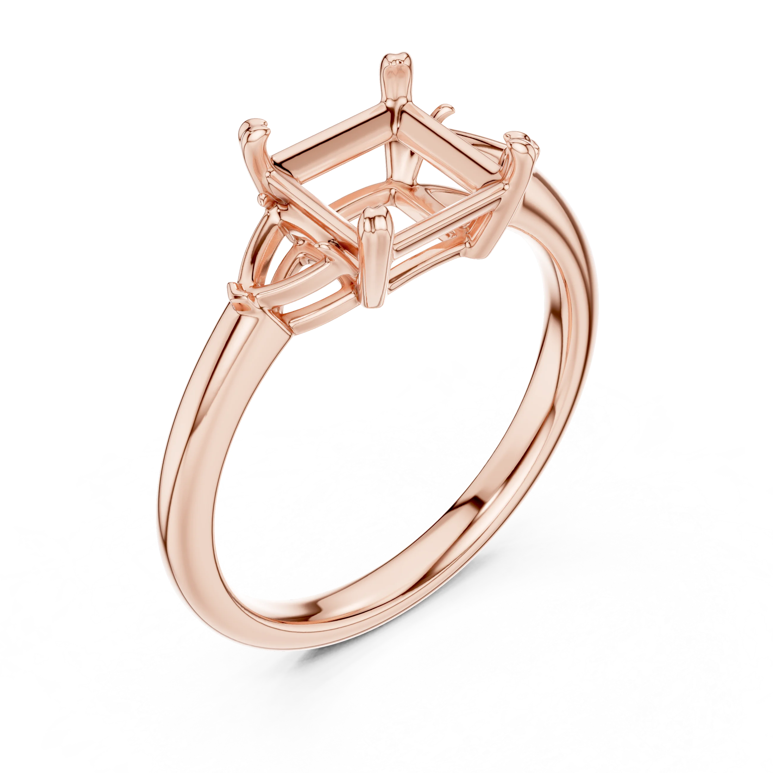 Trillion Side Diamond Princess Shape Engagement Ring