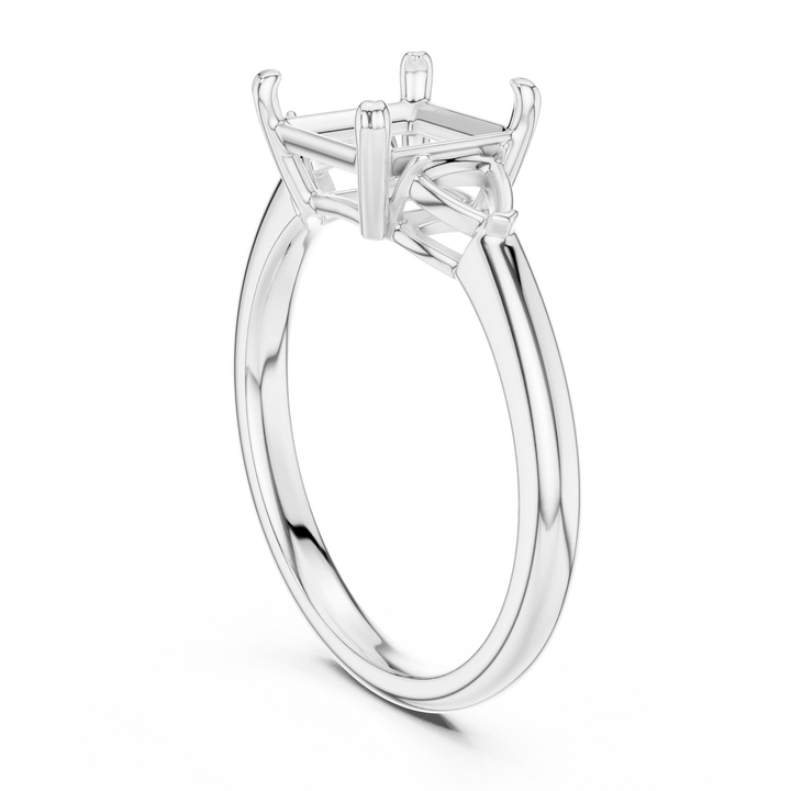 Trillion Side Diamond Princess Shape Engagement Ring