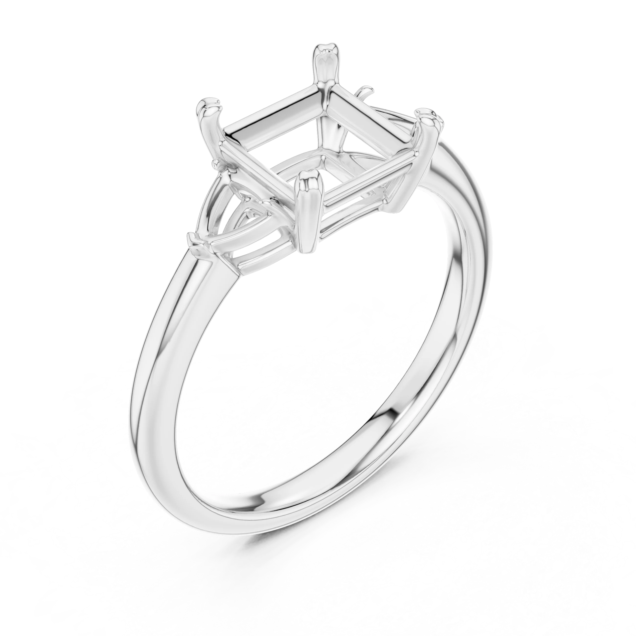 Trillion Side Diamond Princess Shape Engagement Ring