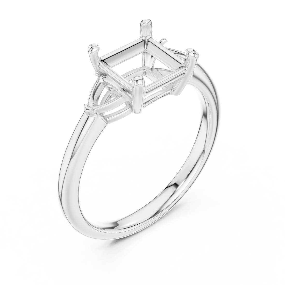 Trillion Side Diamond Princess Shape Engagement Ring