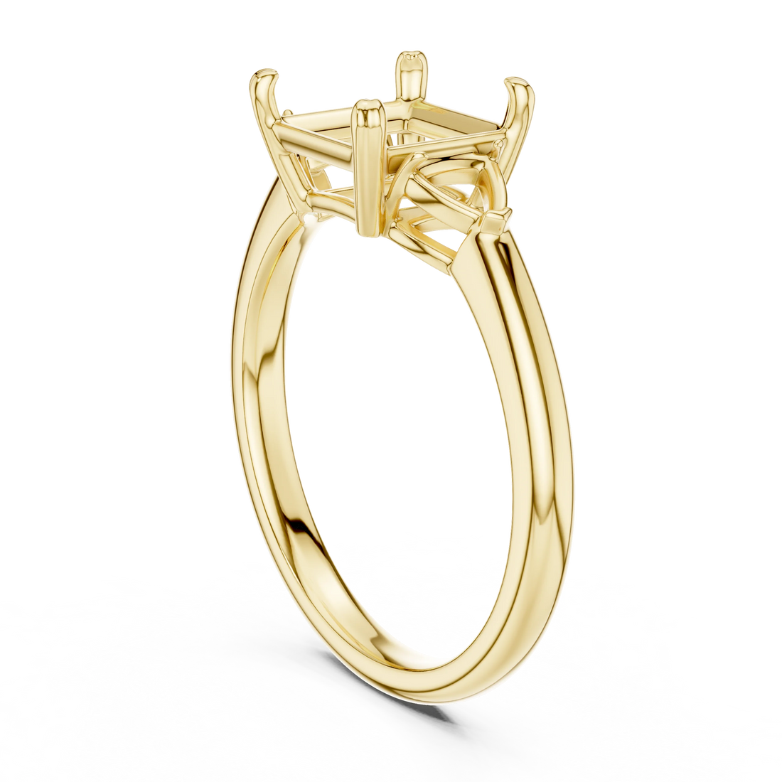Trillion Side Diamond Princess Shape Engagement Ring