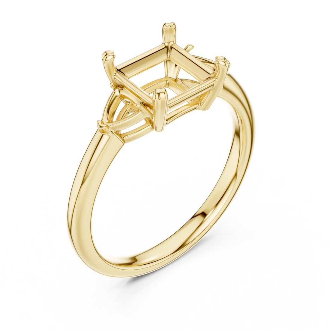 Trillion Side Diamond Princess Shape Engagement Ring