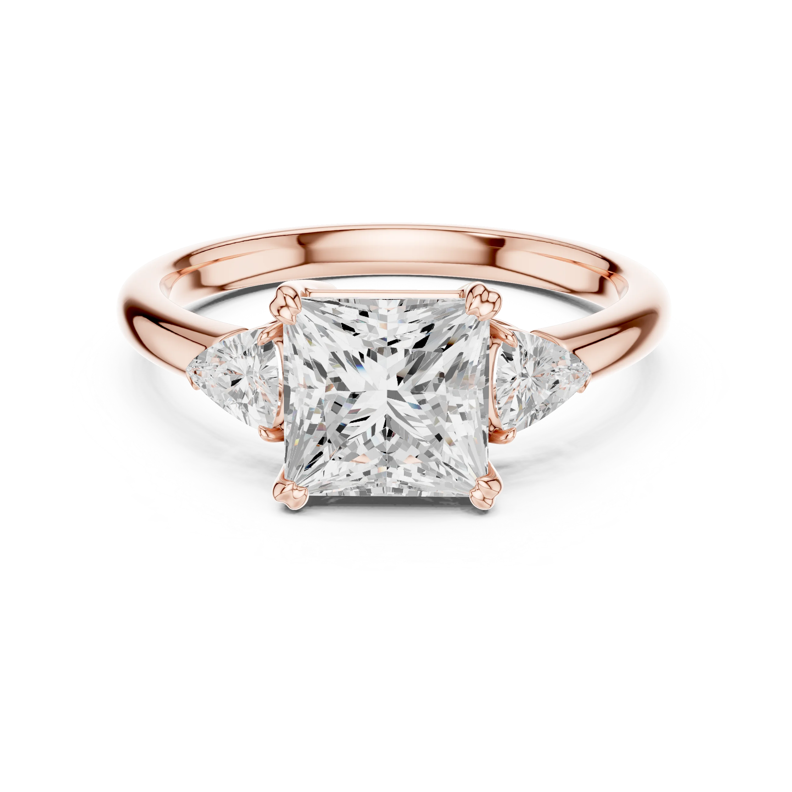 Trillion Side Diamond Princess Shape Engagement Ring