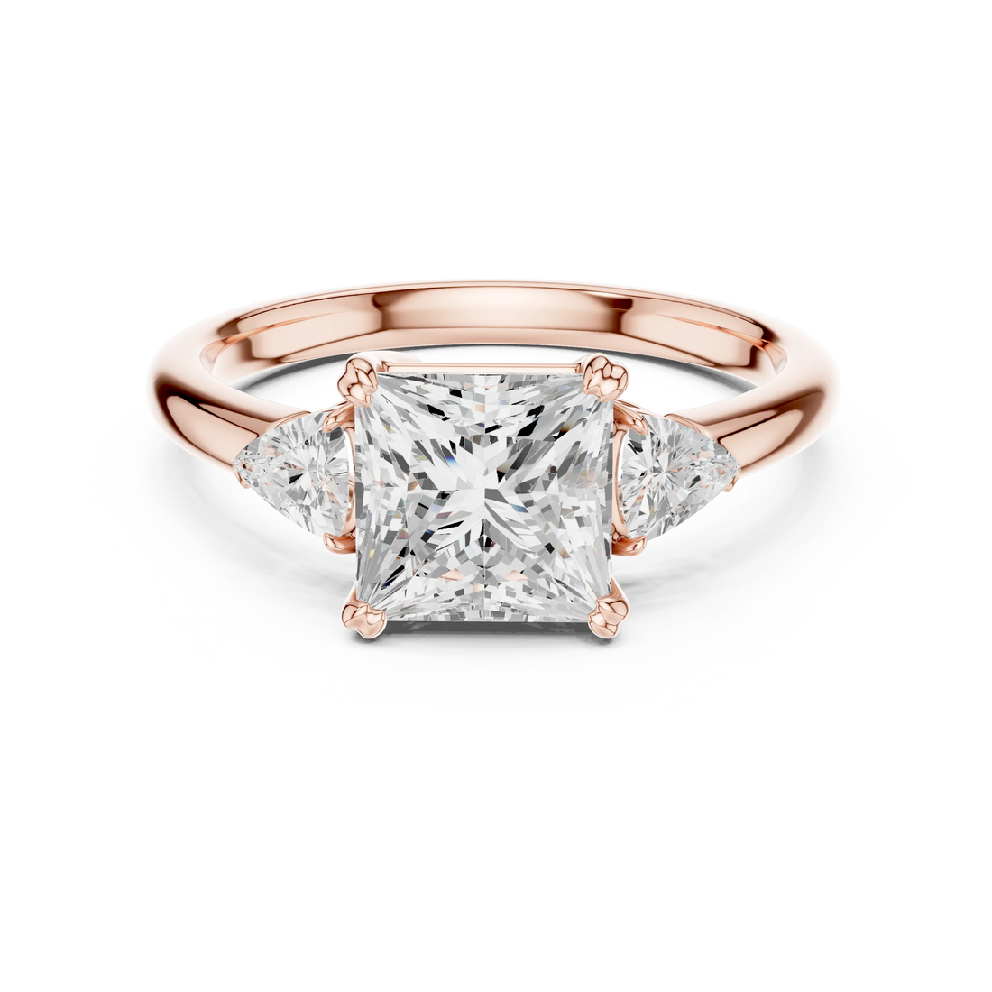 Trillion Side Diamond Princess Shape Engagement Ring