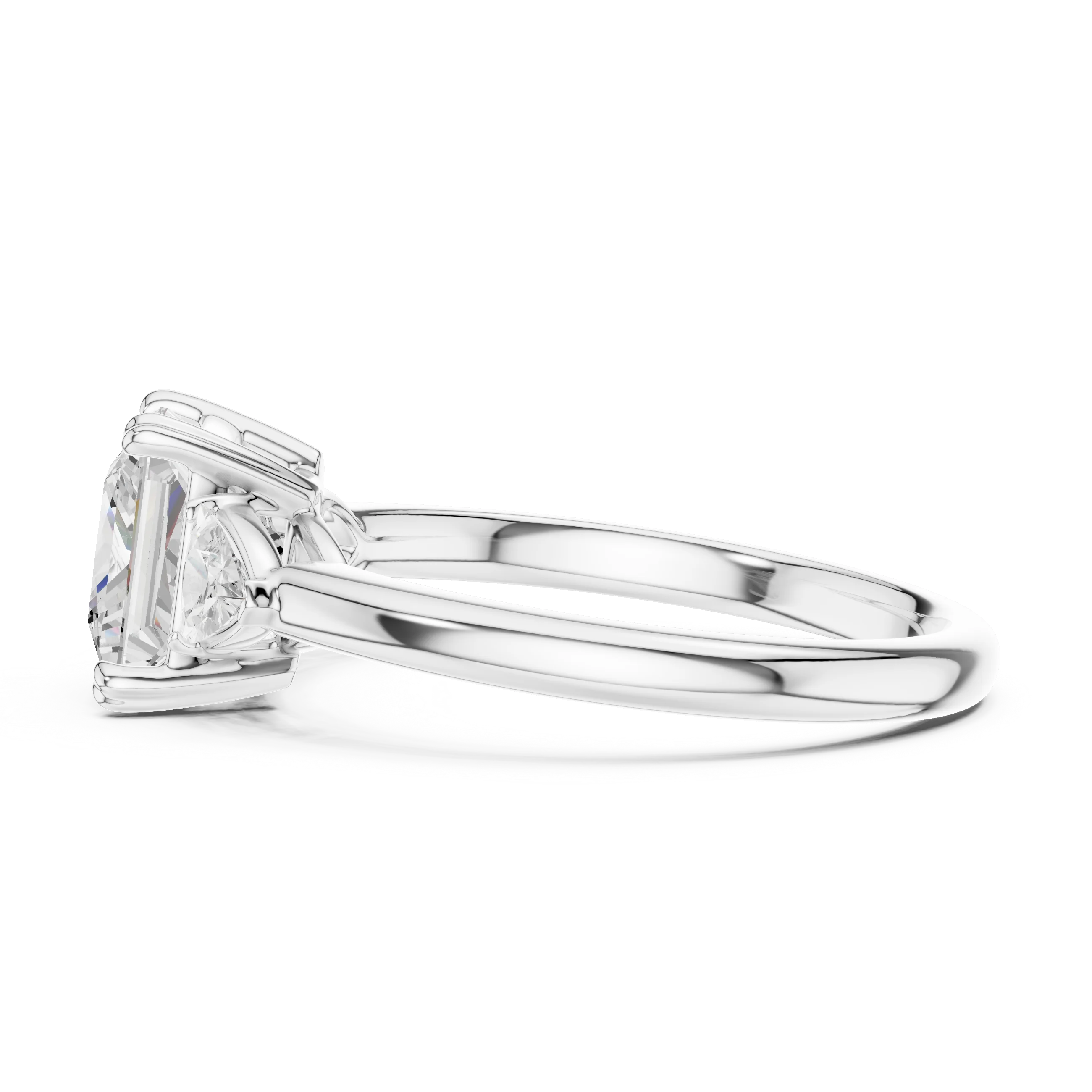 Trillion Side Diamond Princess Shape Engagement Ring