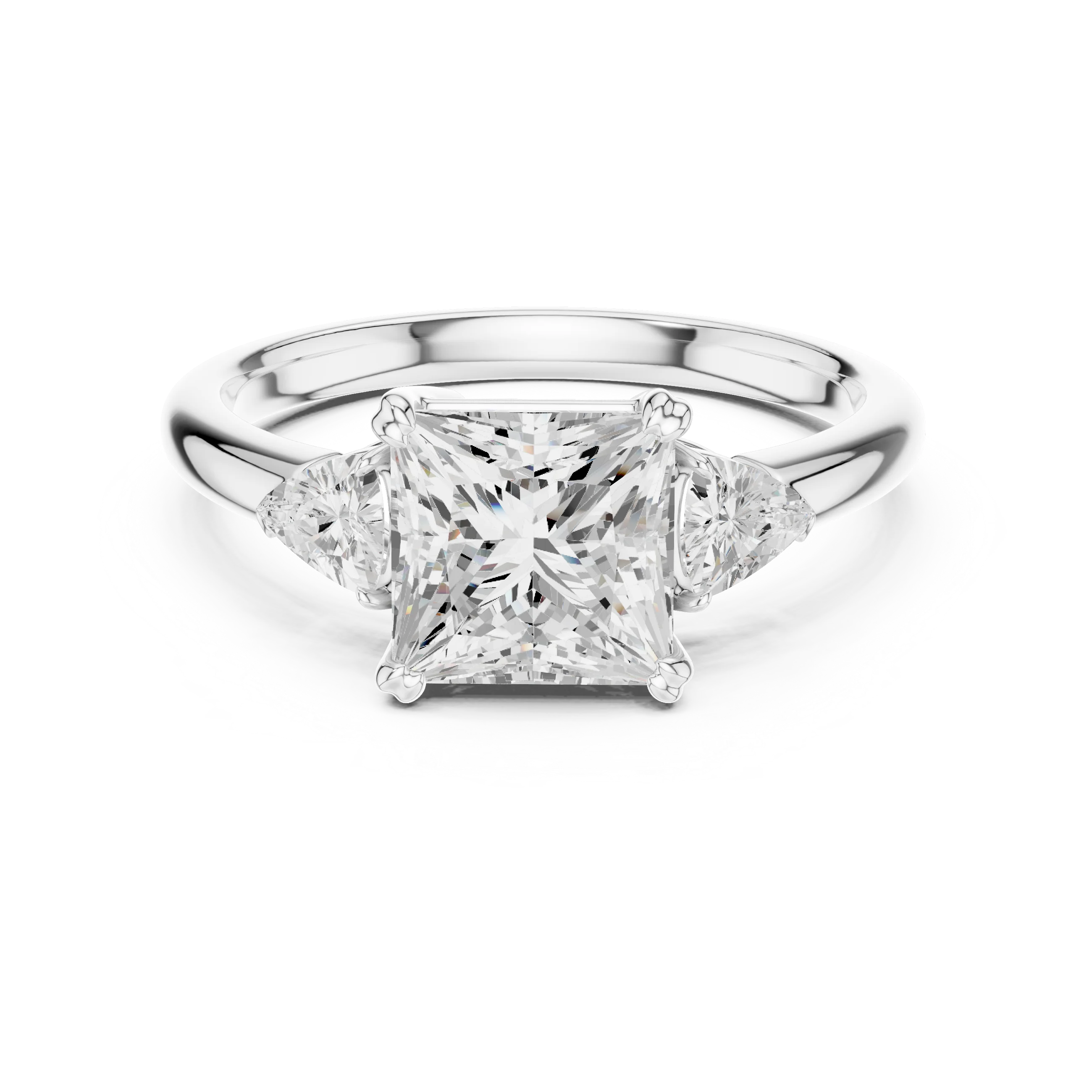 Trillion Side Diamond Princess Shape Engagement Ring