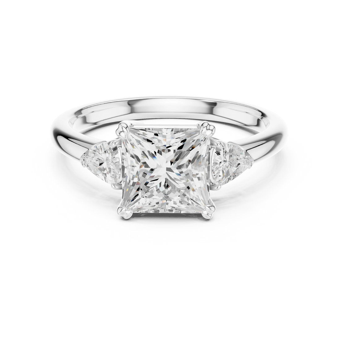 Trillion Side Diamond Princess Shape Engagement Ring