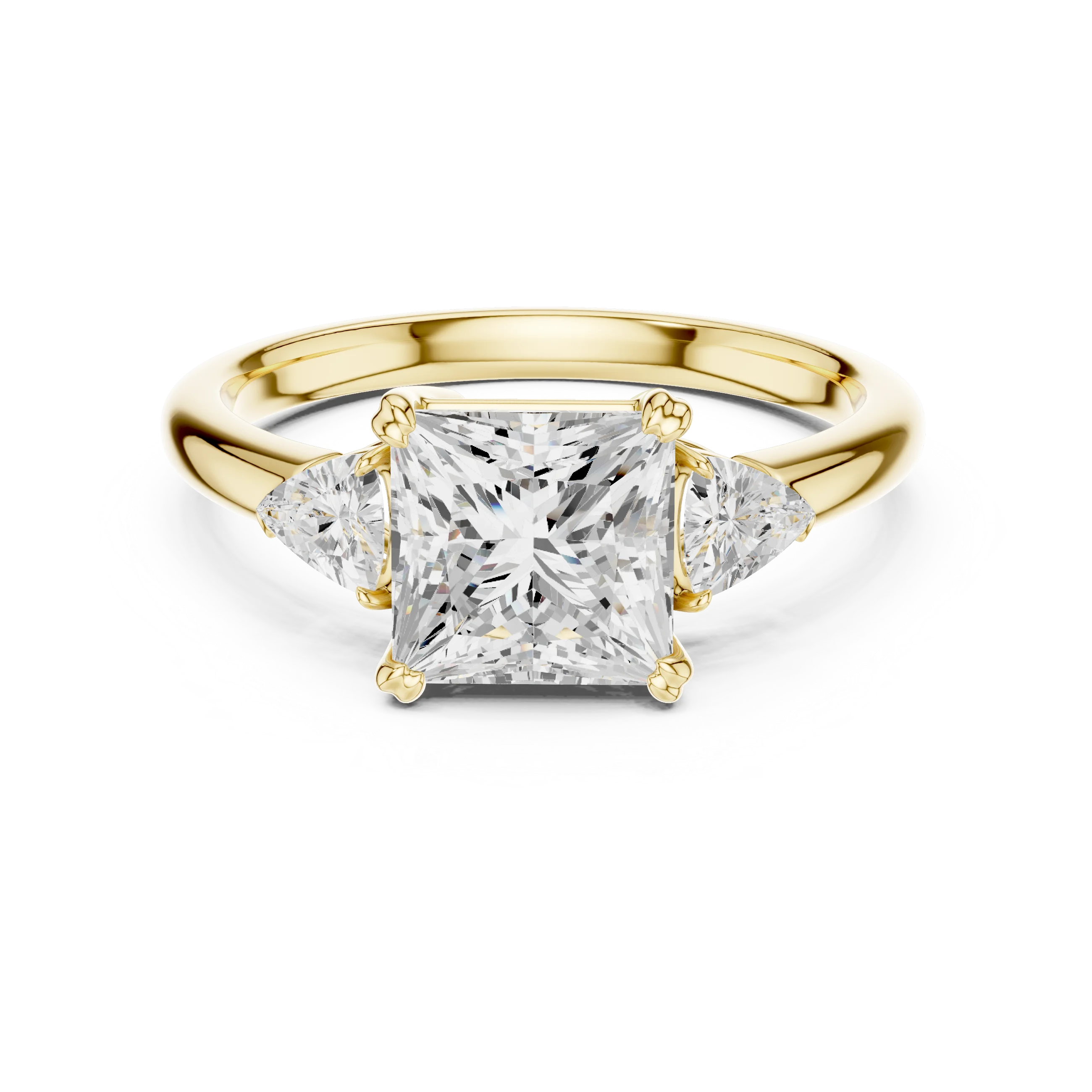 Trillion Side Diamond Princess Shape Engagement Ring