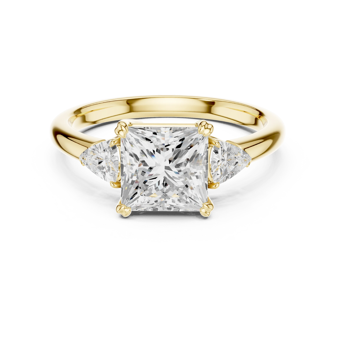Trillion Side Diamond Princess Shape Engagement Ring