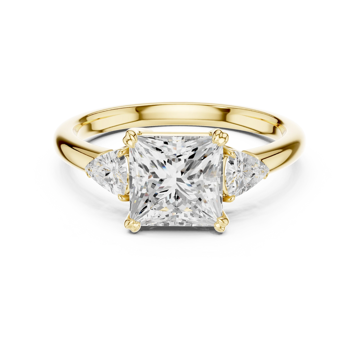 Trillion Side Diamond Princess Shape Engagement Ring
