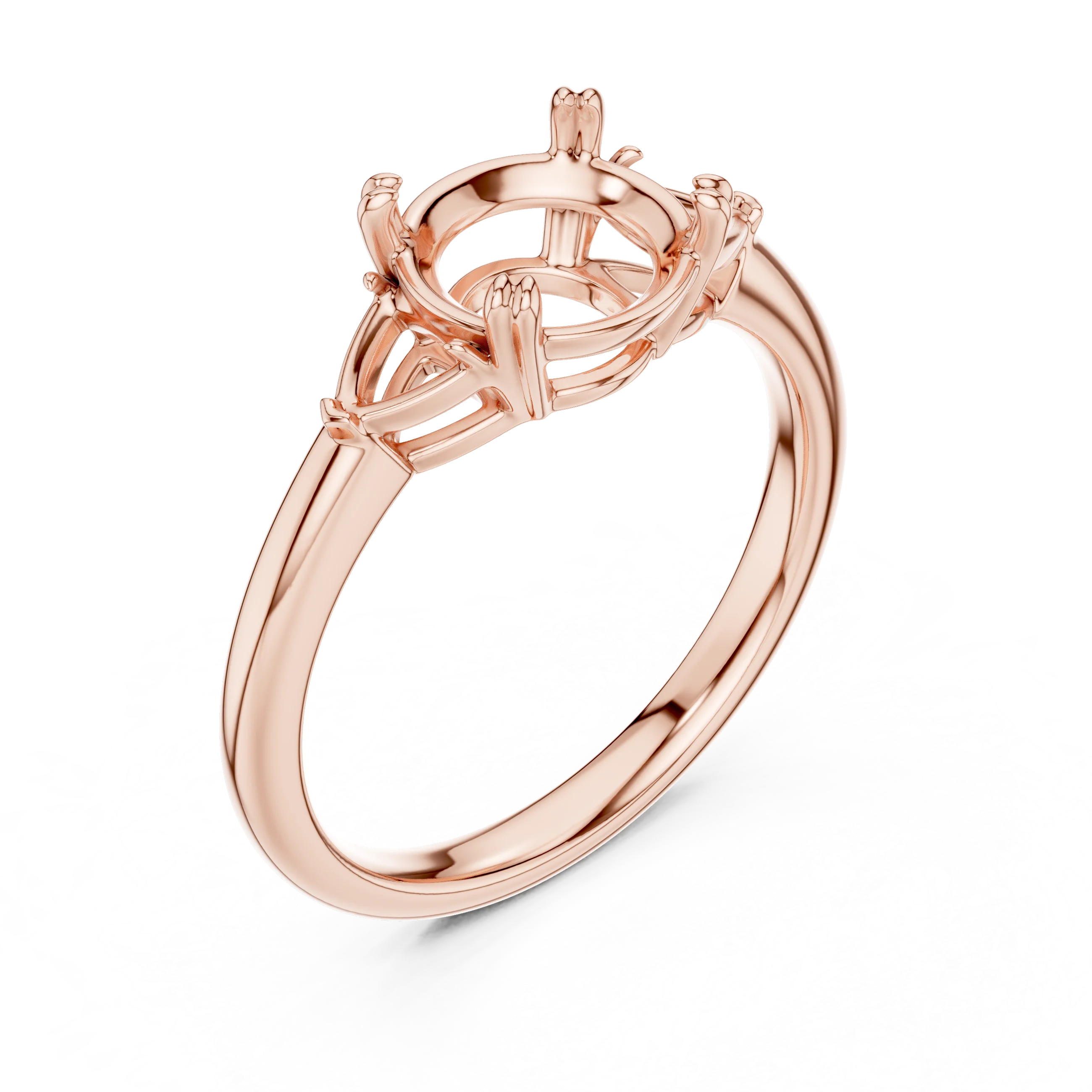 Trillion Side Diamond Round Shape Engagement Ring