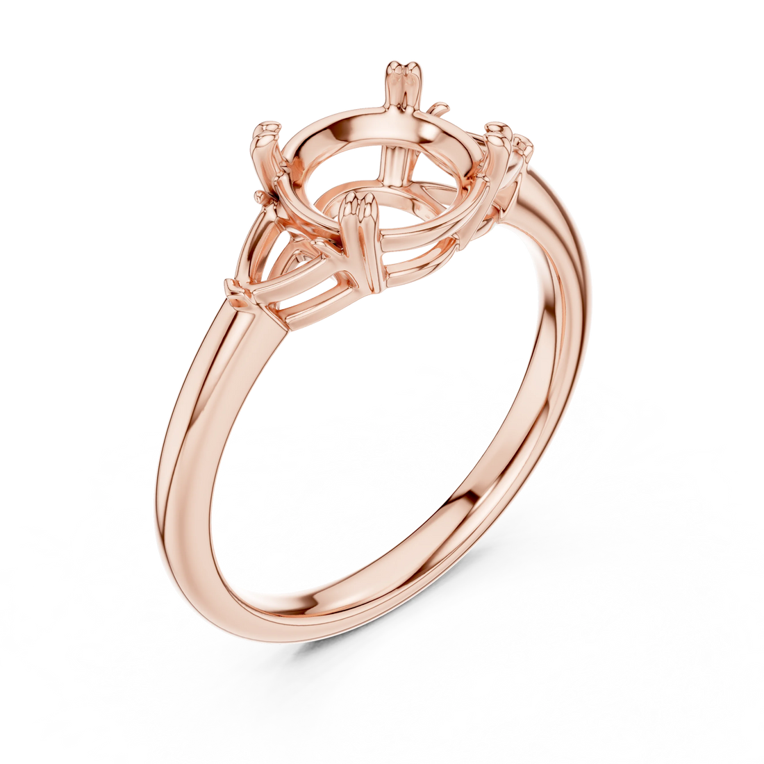 Trillion Side Diamond Round Shape Engagement Ring