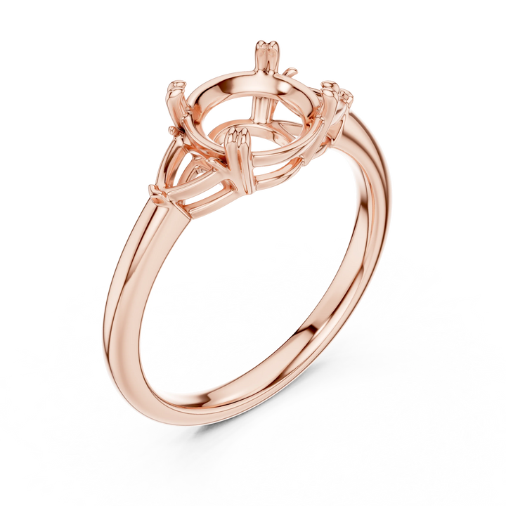 Trillion Side Diamond Round Shape Engagement Ring