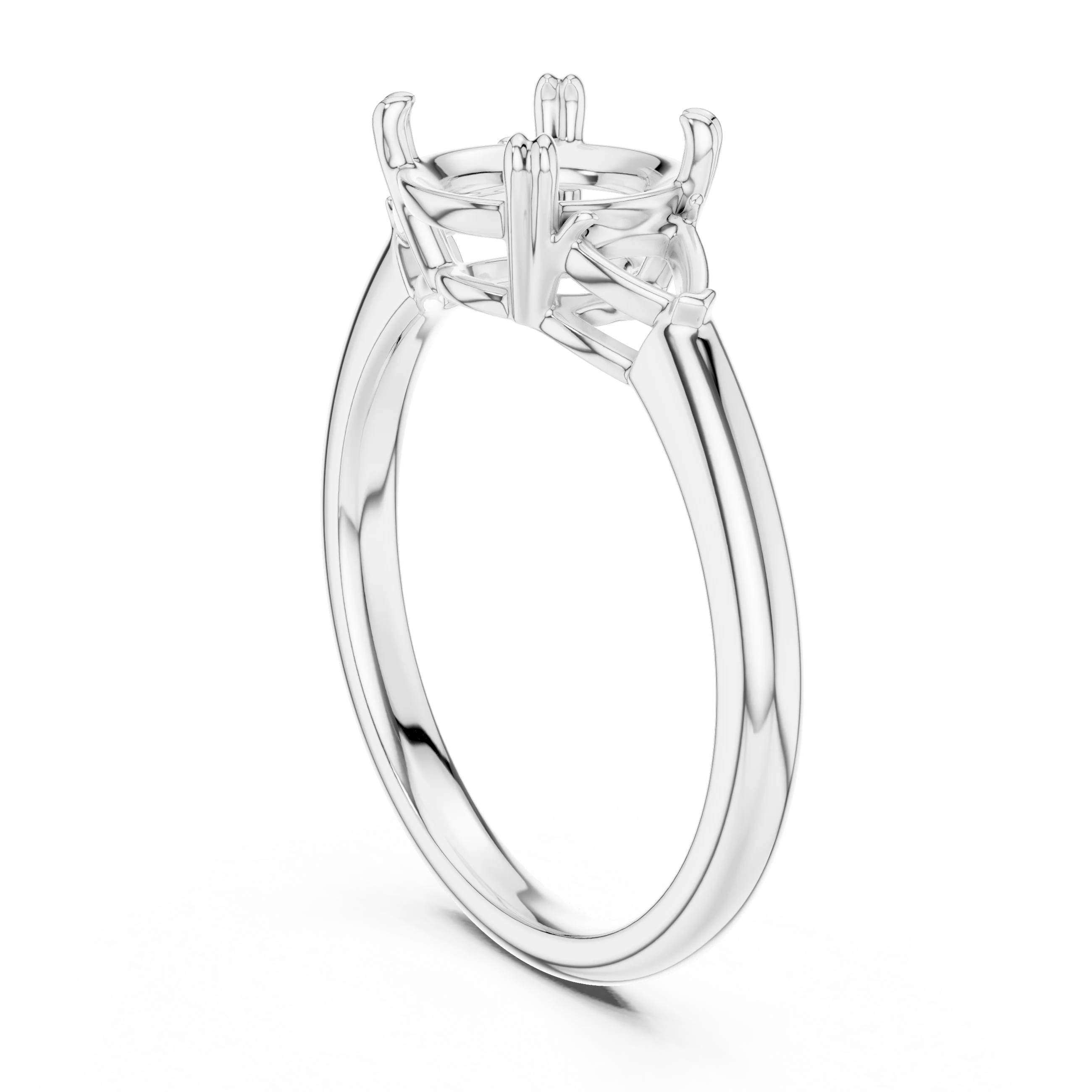 Trillion Side Diamond Round Shape Engagement Ring