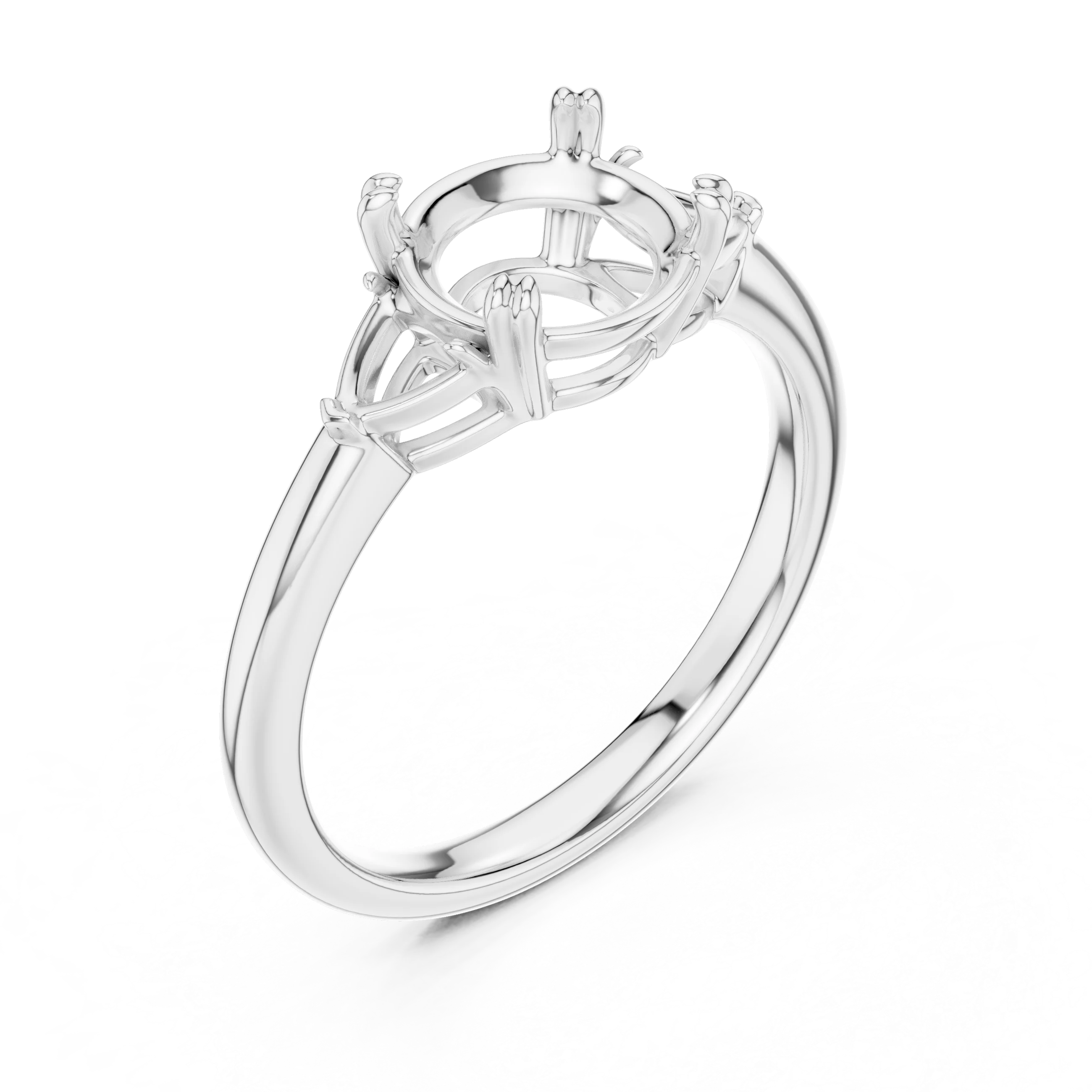 Trillion Side Diamond Round Shape Engagement Ring