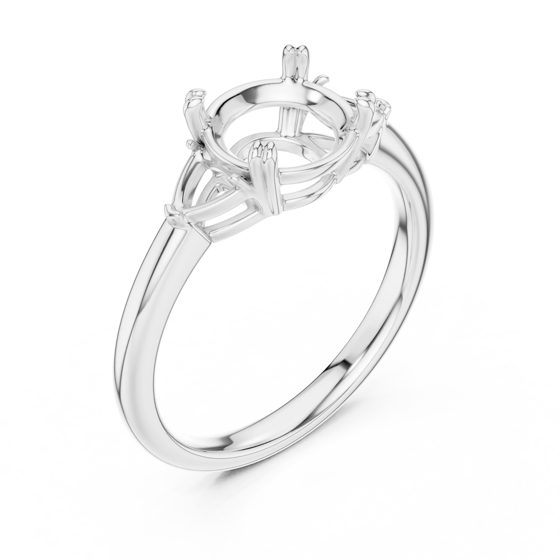 Trillion Side Diamond Round Shape Engagement Ring
