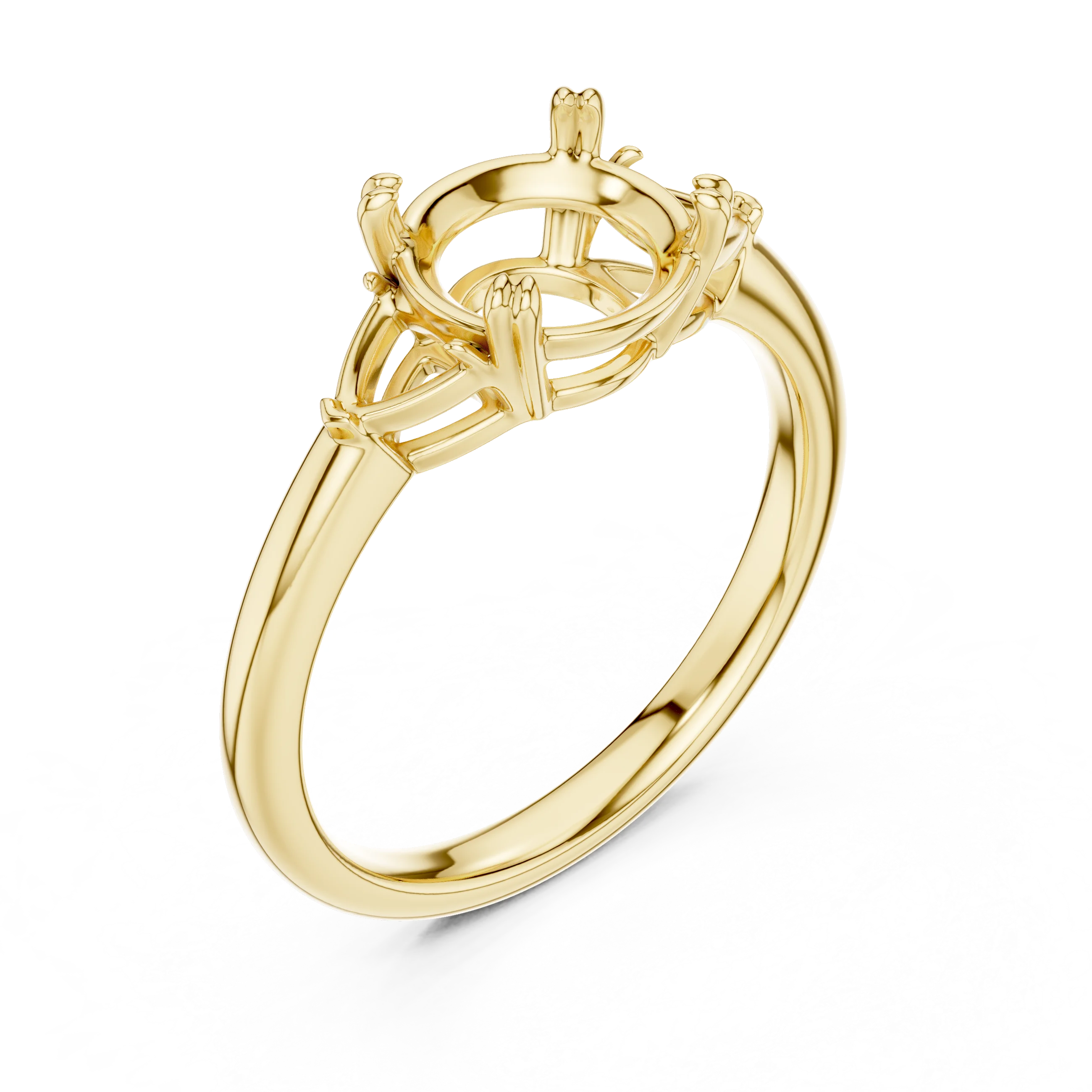 Trillion Side Diamond Round Shape Engagement Ring