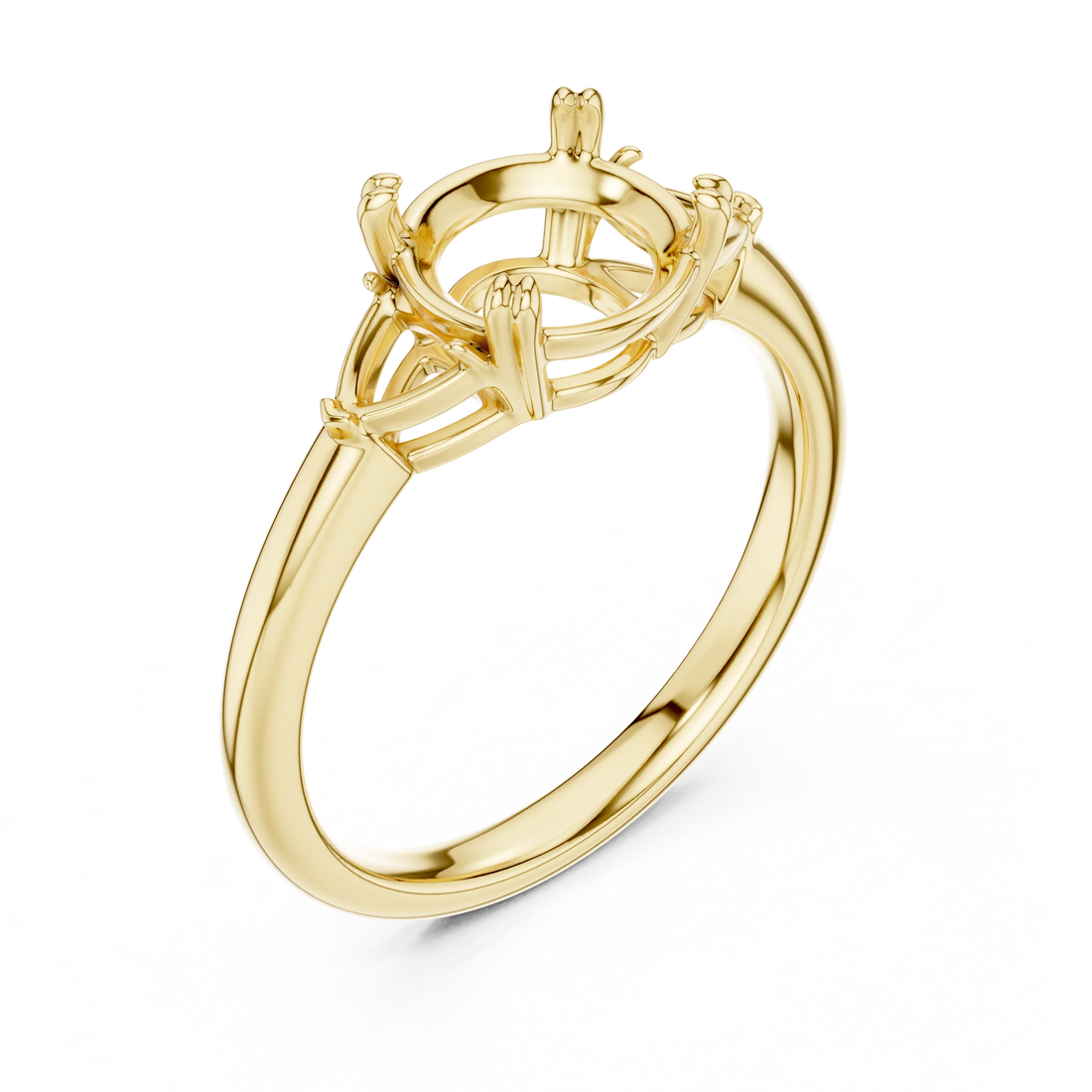 Trillion Side Diamond Round Shape Engagement Ring