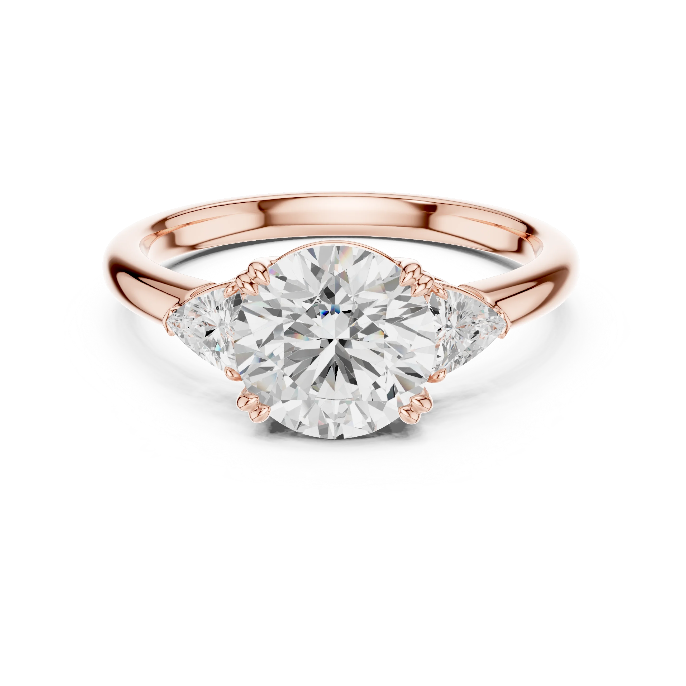 Trillion Side Diamond Round Shape Engagement Ring