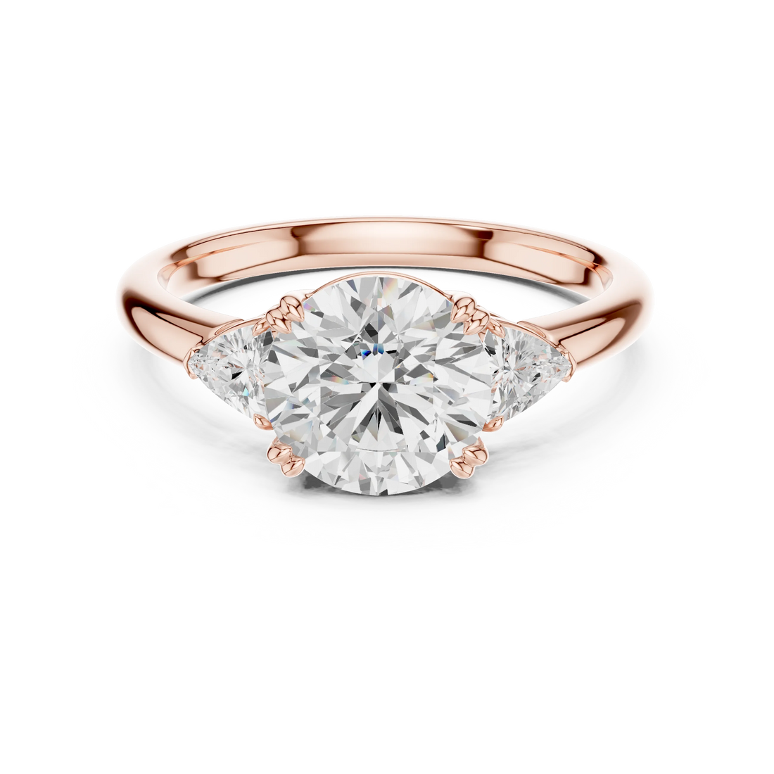Trillion Side Diamond Round Shape Engagement Ring